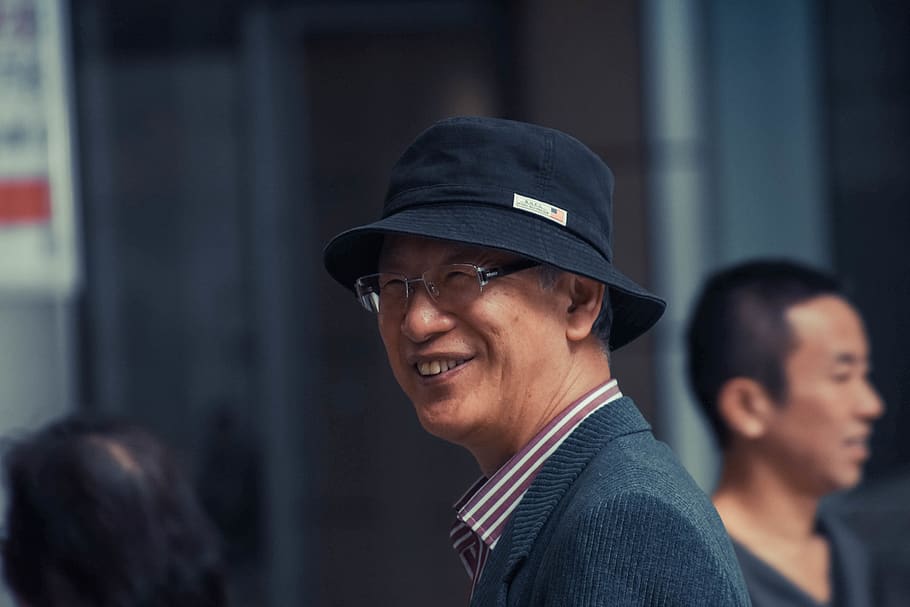 smiling man, clothing, apparel, person, human, hat, face, tokyo HD wallpaper