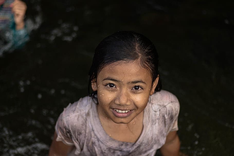 girl soaked on water, person, human, face, indonesia, namu keeling, HD wallpaper