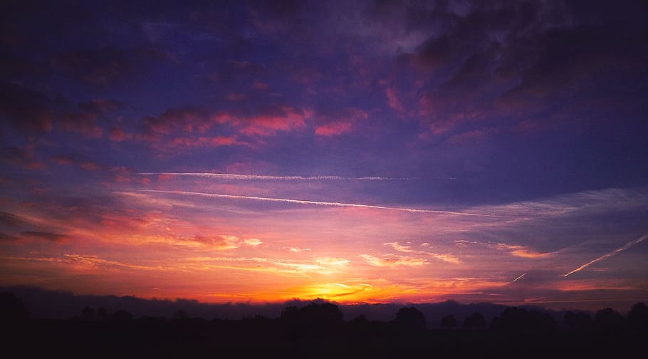 germany, sunset, blue, green, purple, clouds, sky, cloud - sky HD wallpaper
