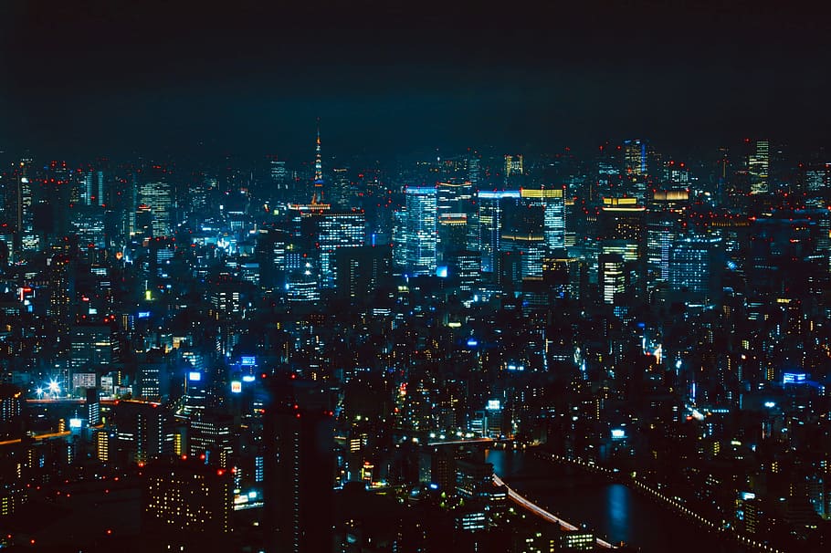 high-rise buildings during nighttime, cityscape, light, skyscraper HD wallpaper