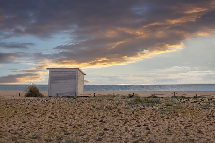 beach, dusk, sky, sunset, twilight, clouds, landscape, abendstimmung HD wallpaper