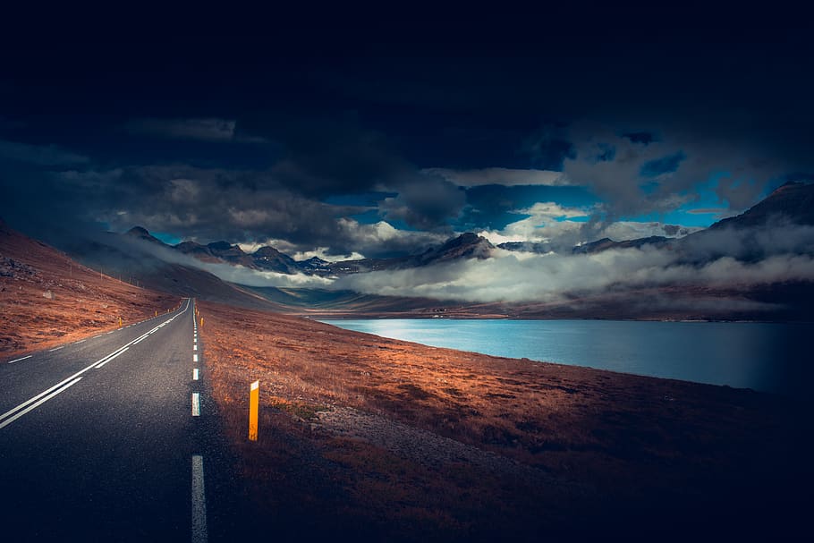 Grey Concrete Road , asphalt, clouds, empty, cloud - sky, transportation HD wallpaper