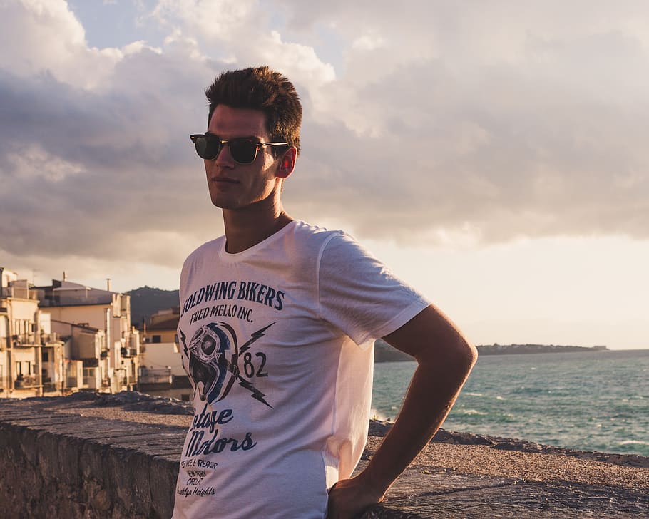 italy, cefalù, sky, sunglasses, young men, standing, young adult HD wallpaper
