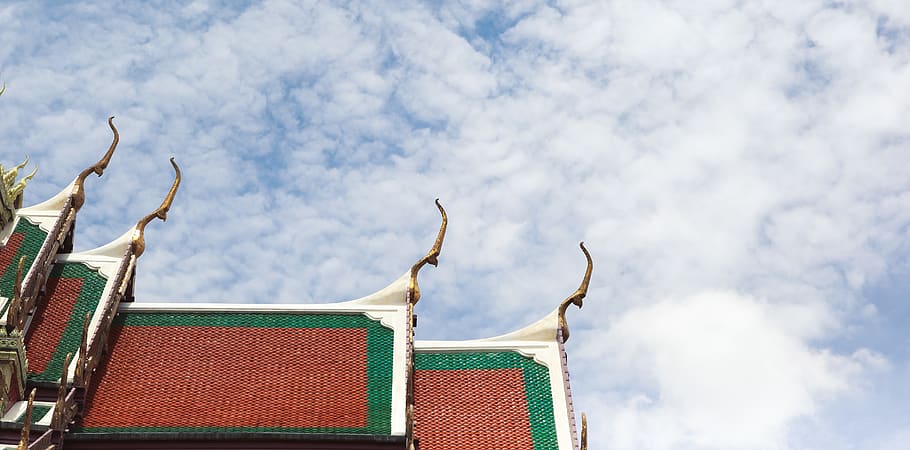 red roofed building, sky, architecture, furniture, tower, spire HD wallpaper