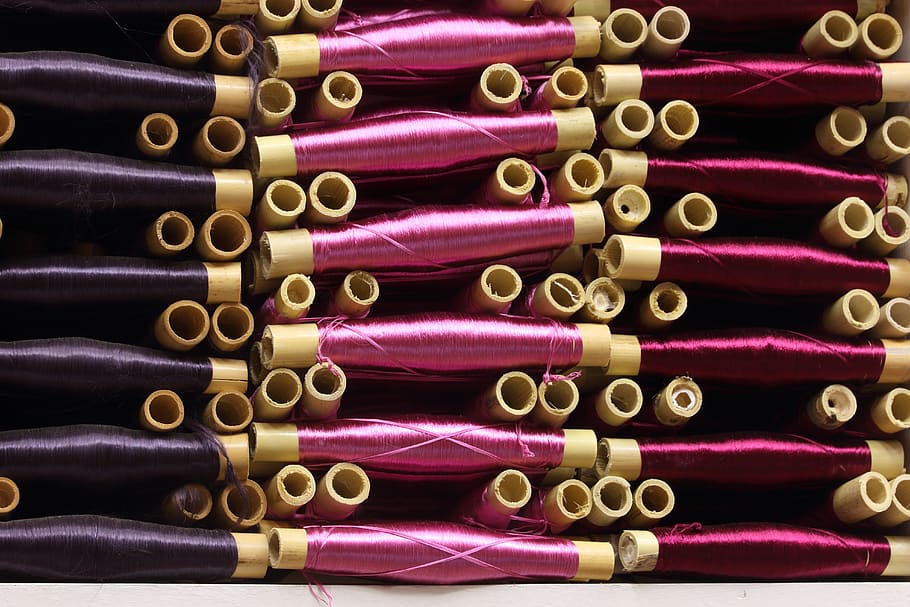 thread, fabric, sewing, clothes, spool, bamboo, textile, material HD wallpaper
