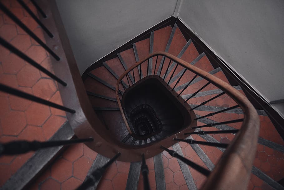 spiral staircase, banister, handrail, marseille, stairs, light HD wallpaper