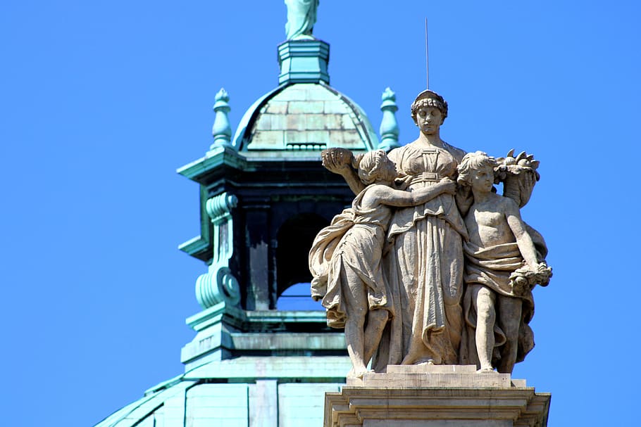 leipzig, saxony, germany, architecture, sculpture, old, statue HD wallpaper