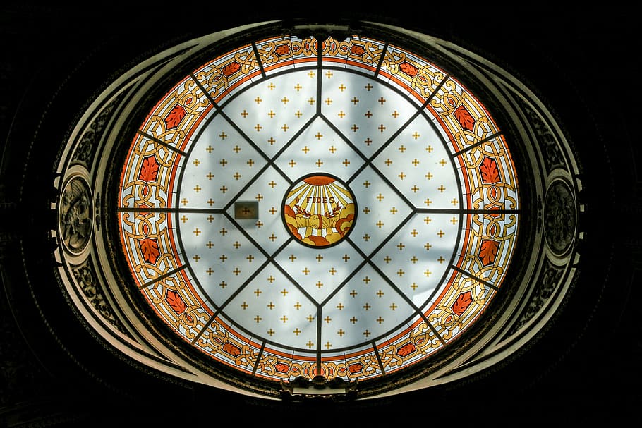 White Brown and Red Round Optical Illusion, architecture, art HD wallpaper