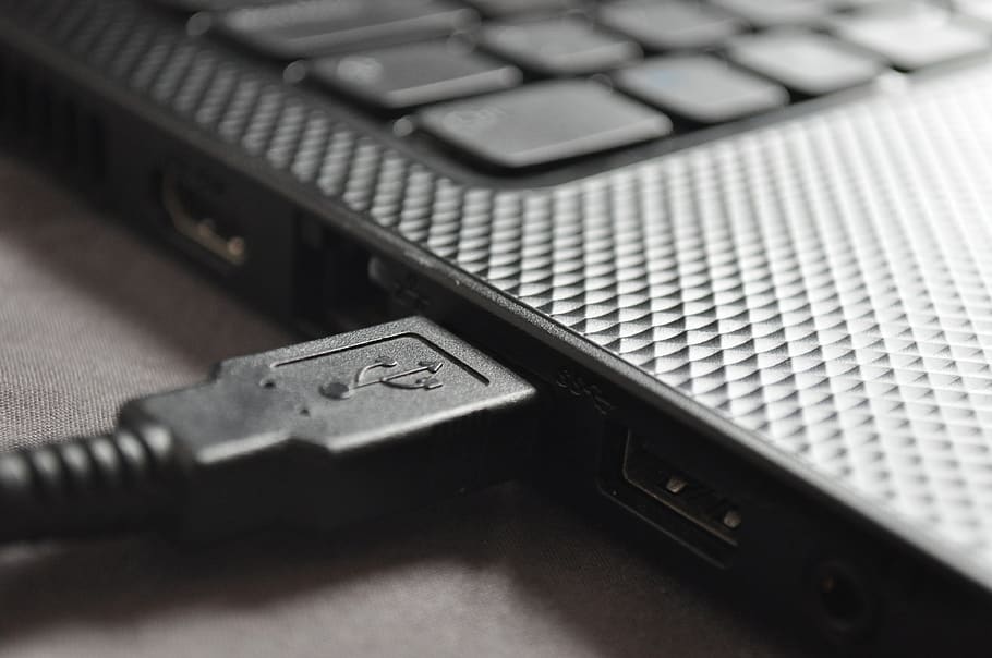 usb, laptop, communication, selective focus, connection, close-up HD wallpaper