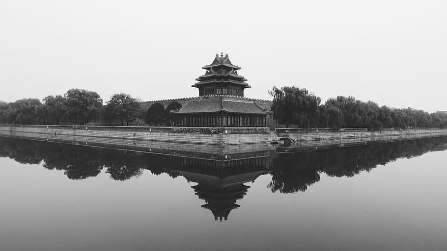 reflection, water, waterfront, lake, built structure, building exterior HD wallpaper