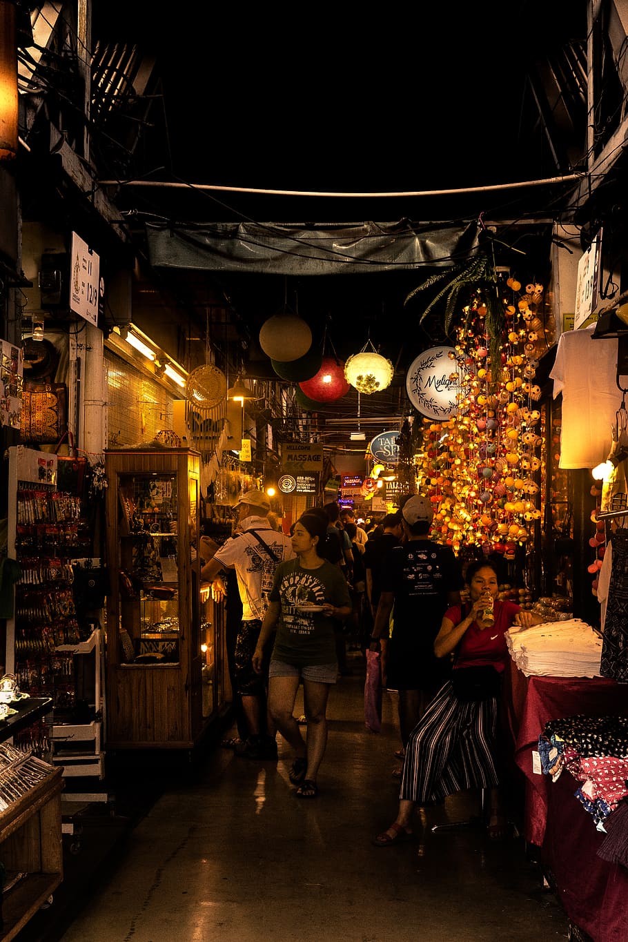 HD wallpaper: bangkok, thailand, market, light, stall, night, illuminated |  Wallpaper Flare
