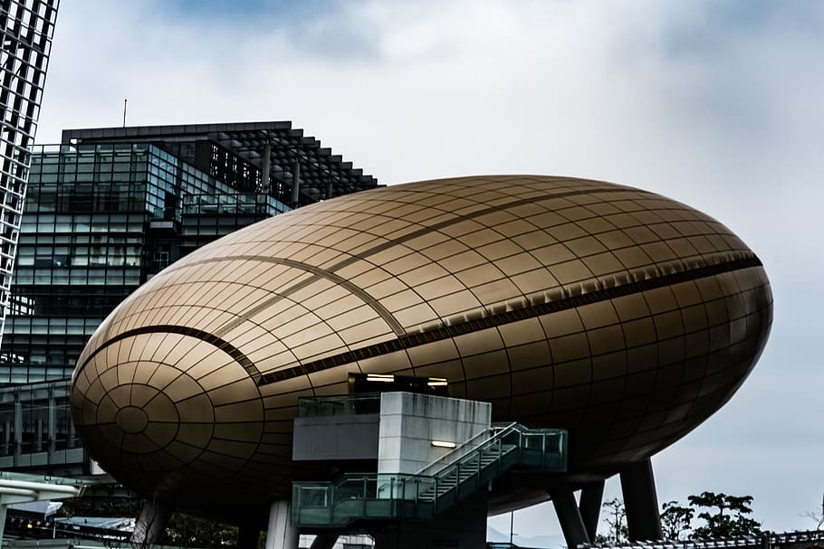 yellow concrete building, architecture, office building, metropolis HD wallpaper