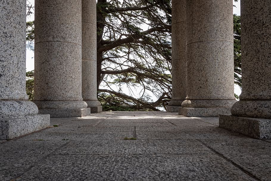 path, walkway, architecture, building, flagstone, column, pillar HD wallpaper