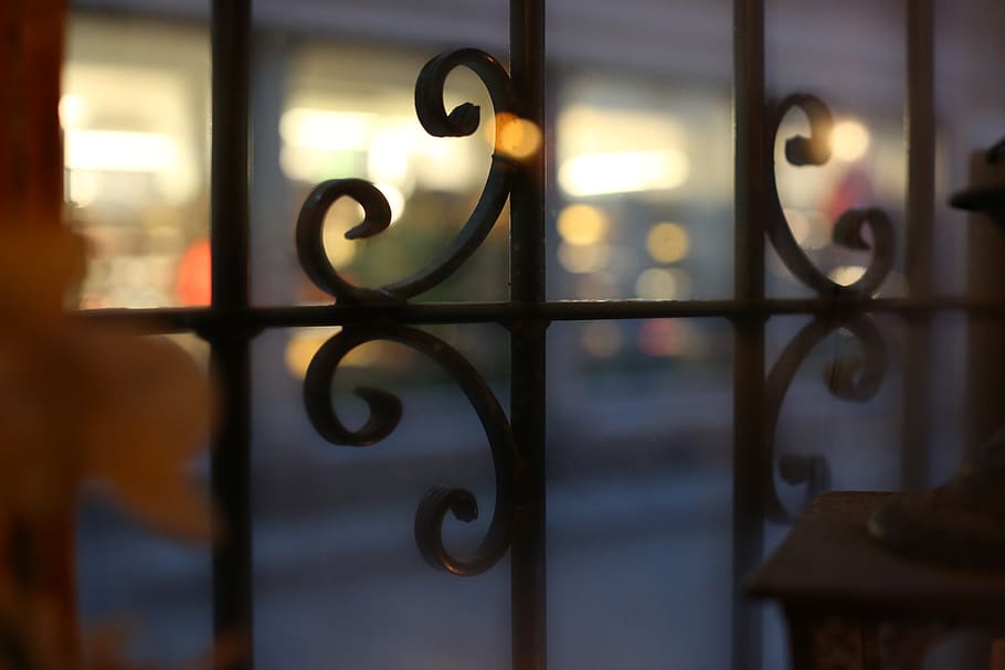 window, antique, nostalgia, lights, metal, security, safety HD wallpaper
