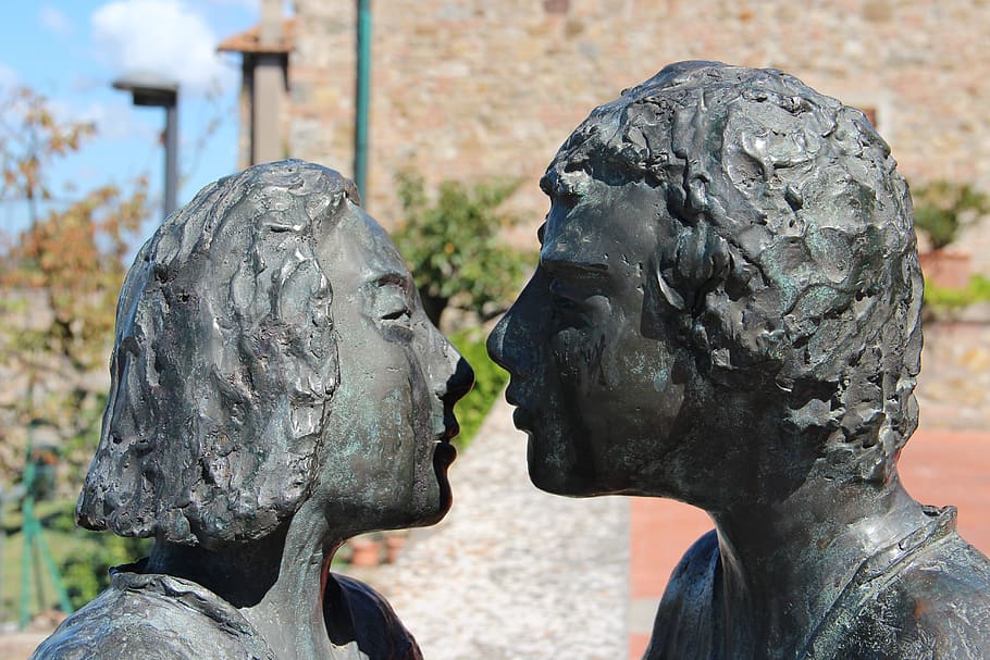 faces, statue, sculpture, heads, love, representation, art and craft HD wallpaper