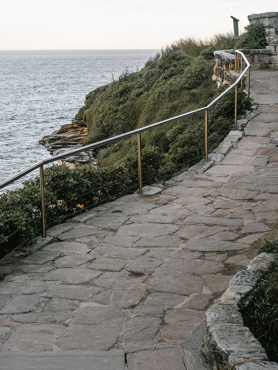 Concrete Pathway With Railings, architecture, beach, daylight HD wallpaper