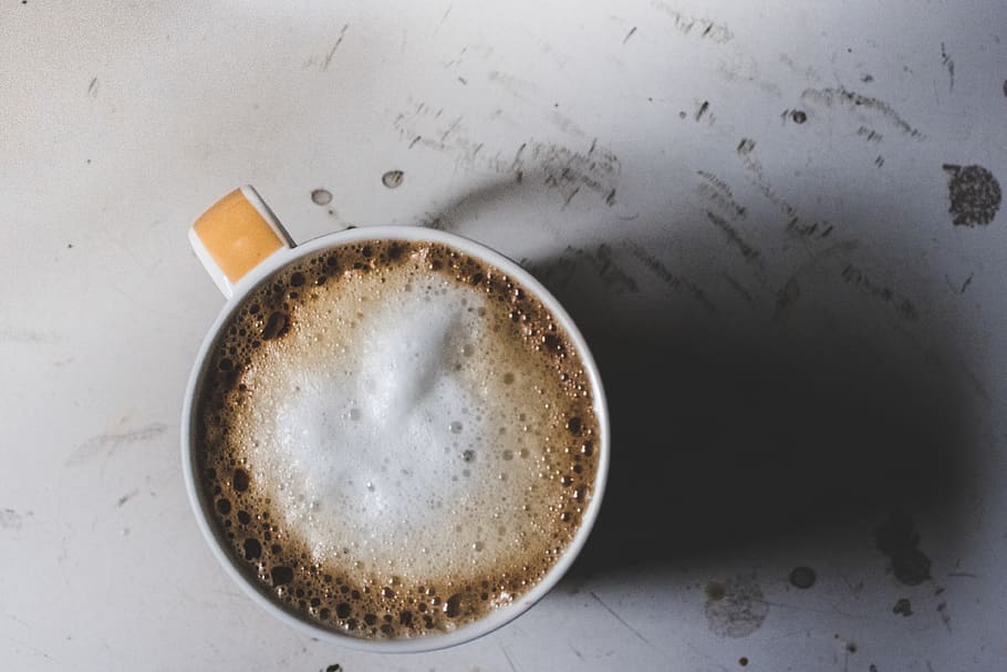 coffee, coffee cup, milk, drink, food and drink, coffee - drink HD wallpaper