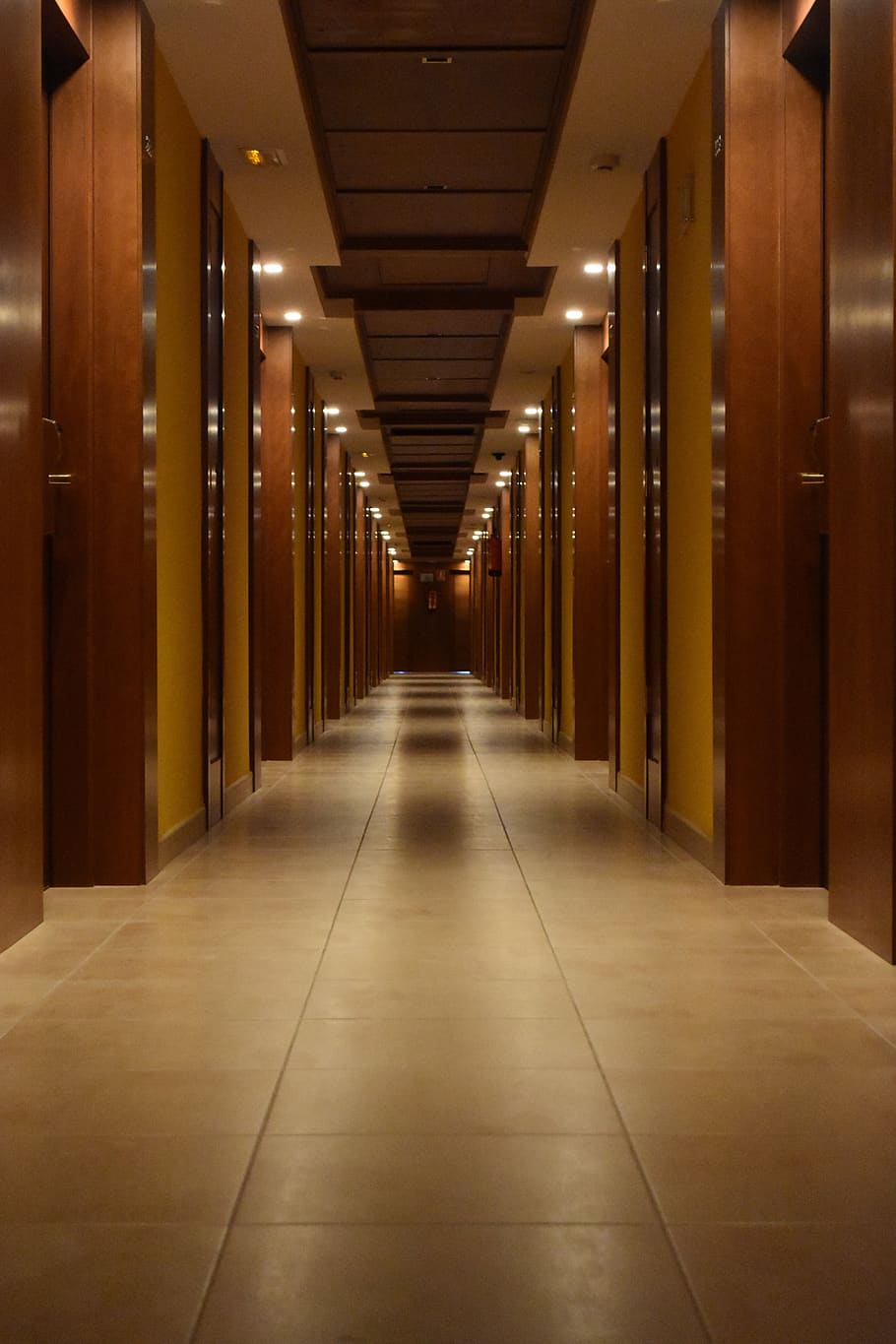 Beige Ceramic Tiled Corridor Inside Building, aisle, architecture HD wallpaper