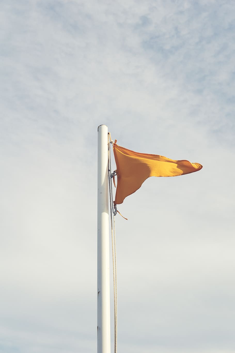 yellow flag on white pole under white clouds during daytime, emblem, HD wallpaper