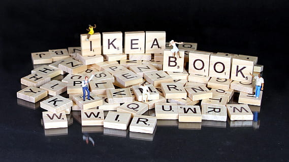 book, kit, miniature figures, ikea, letters, puzzle, scrabble HD wallpaper