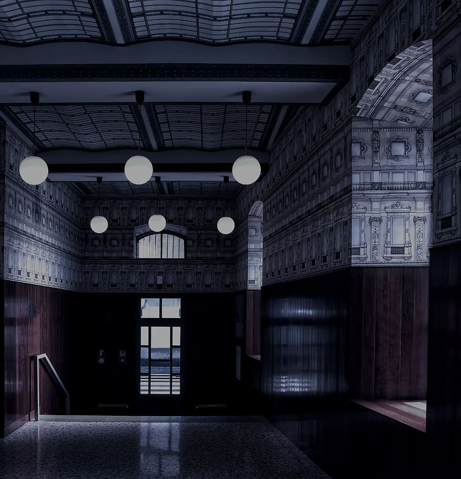 empty building, shadow, satir, handrail, decoration, dark, light HD wallpaper