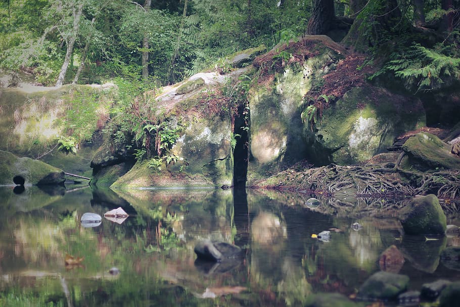 united states, whatcom county, reflection, cliff, portal, nature HD wallpaper