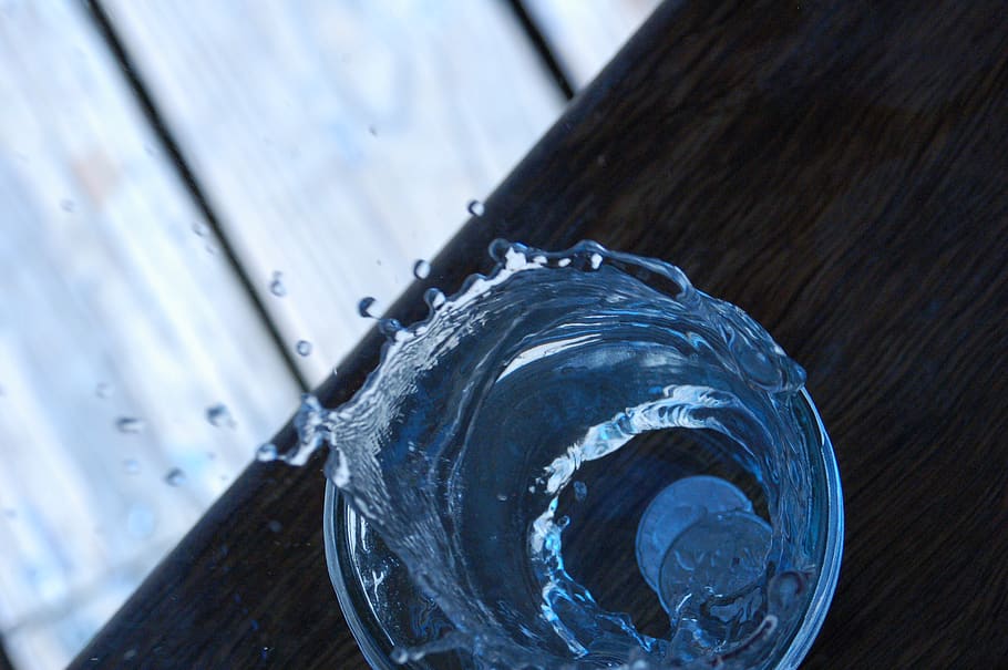 water, glass, drink, close-up, no people, wood - material, high angle view HD wallpaper