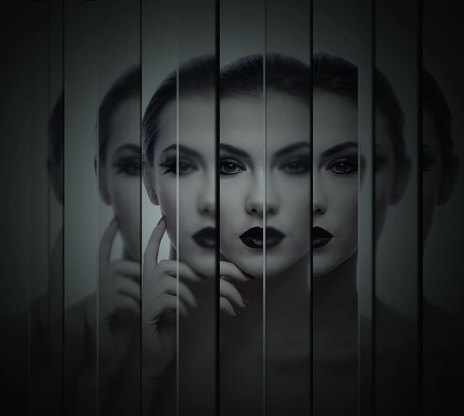 dark, portrait, glass, model, face, mystery, one person, headshot HD wallpaper