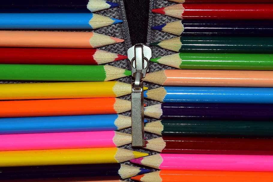 zipper, colorful, pen, open, close, closed, close up, pencil, HD wallpaper