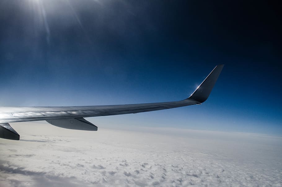 plane, wind, clouds, sky, blue, white, air vehicle, airplane HD wallpaper