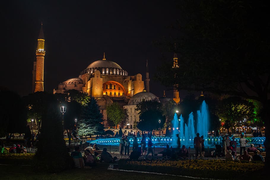 turkey, istanbul, night, building exterior, religion, architecture HD wallpaper