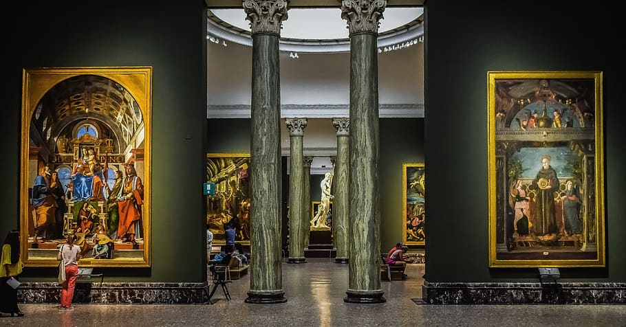 pinacoteca di brera, art, paintings, interior, gallery, artwork, HD wallpaper