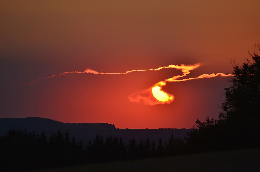 sunset, thuringia germany, evening sky, twilight, beauty in nature HD wallpaper