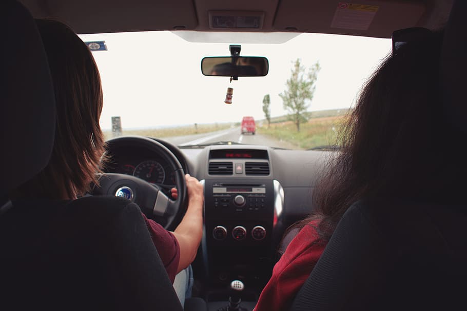Two Woman Sitting Inside Vehicle, car, dashboard, drive, driver HD wallpaper