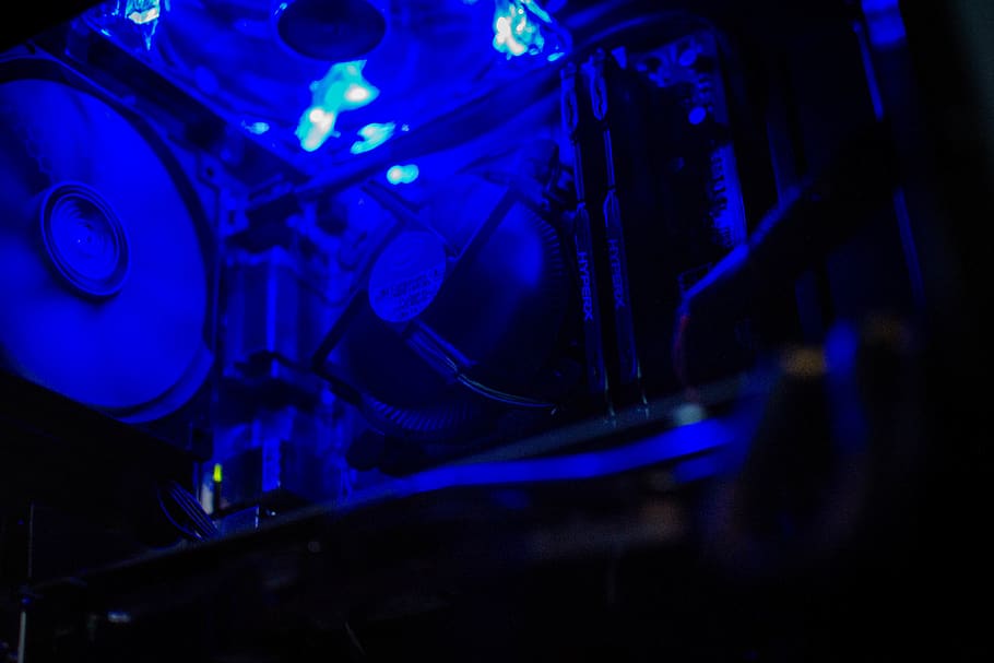 computer, intel, pc, tech, blue, technology, lighting equipment HD wallpaper