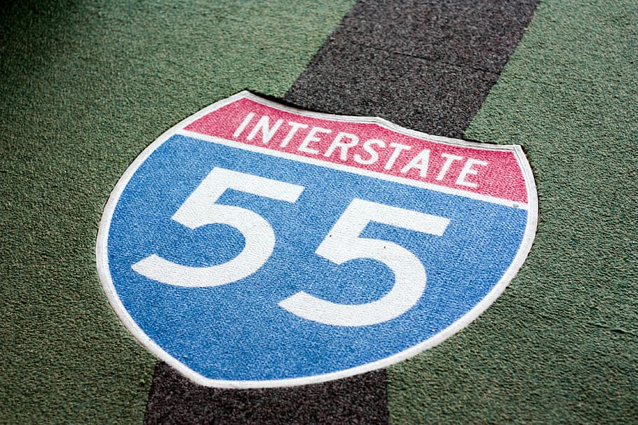 Interstate 55 icon on field, rug, symbol, word, jackson, united states HD wallpaper