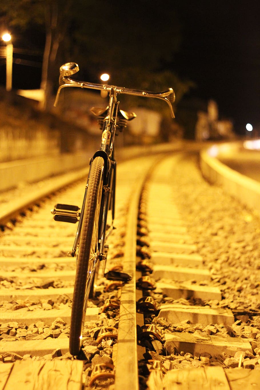 night, focus on foreground, no people, in a row, illuminated HD wallpaper