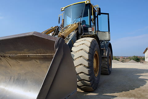 Yellow Tractor, bulldozer, clear sky, construction, daylight HD wallpaper