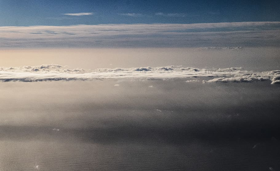 sky, flight, big blue, under, clouds, cloud - sky, scenics - nature HD wallpaper