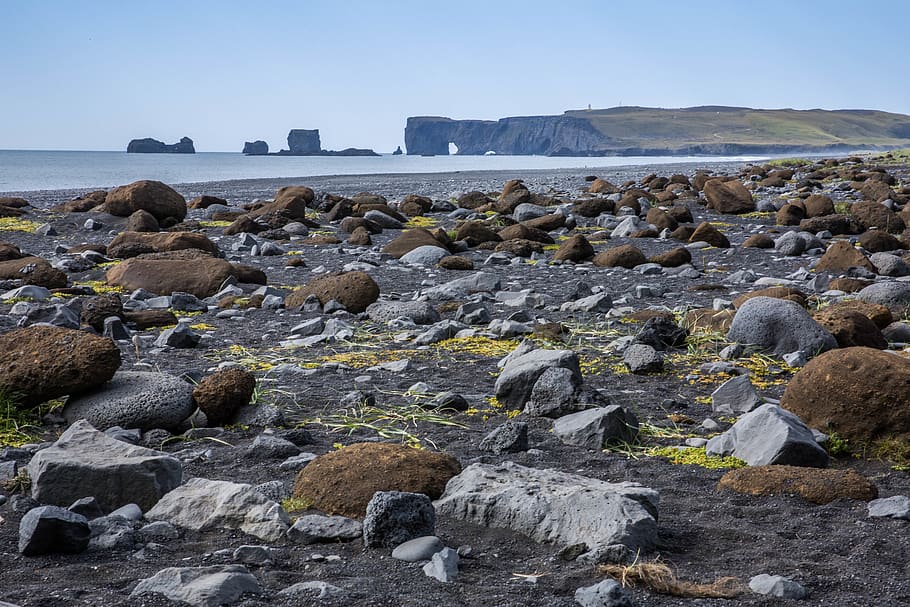 iceland, reynisfjara beach, iclenad, rock, solid, rock - object