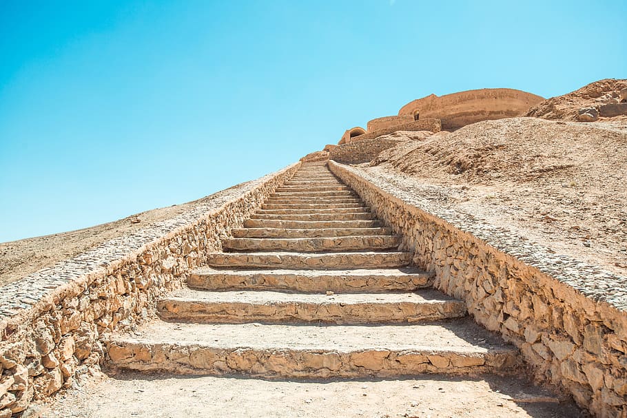 brown concrete stairs, outdoors, nature, soil, flagstone, walkway HD wallpaper