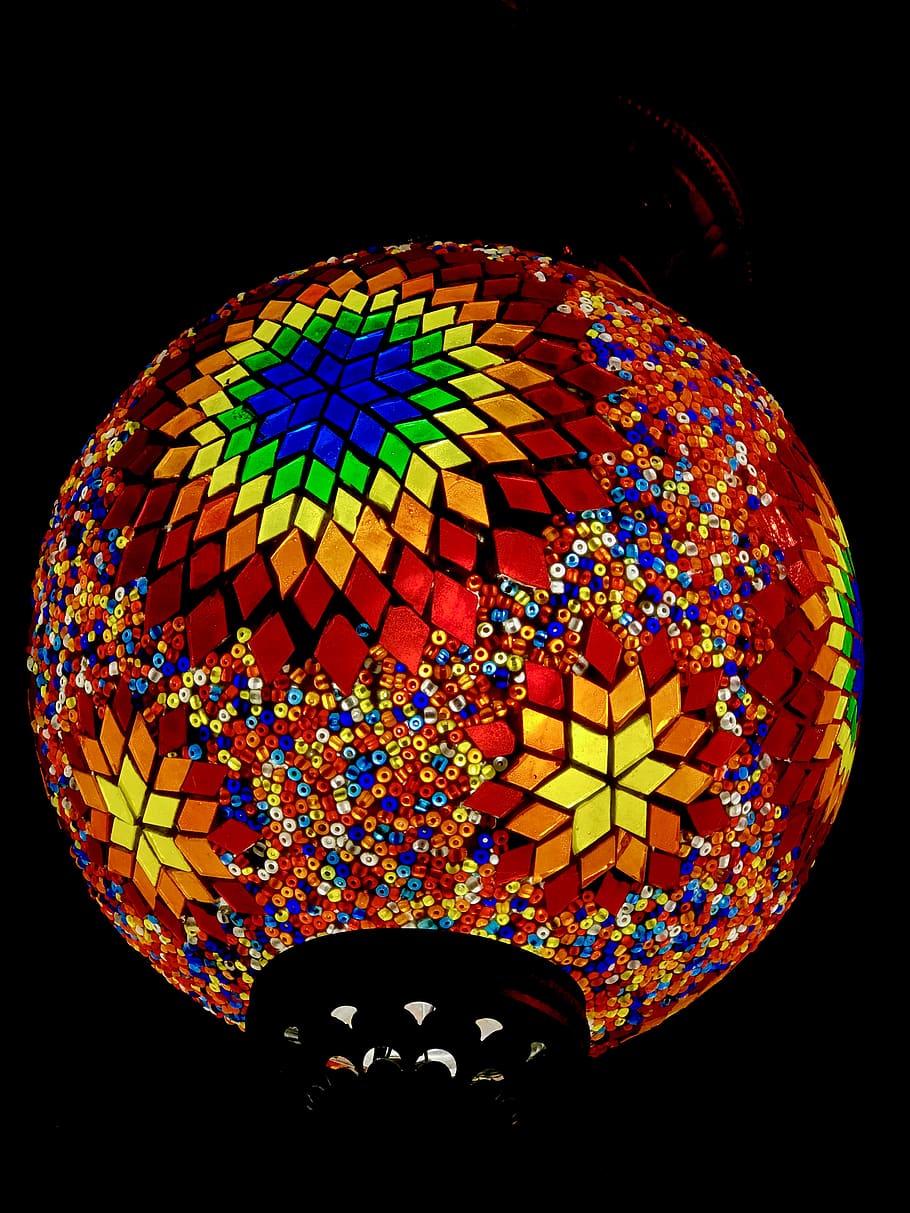 sphere, ornament, pattern, fractal, alemdar mh., fatih, lamp, HD wallpaper