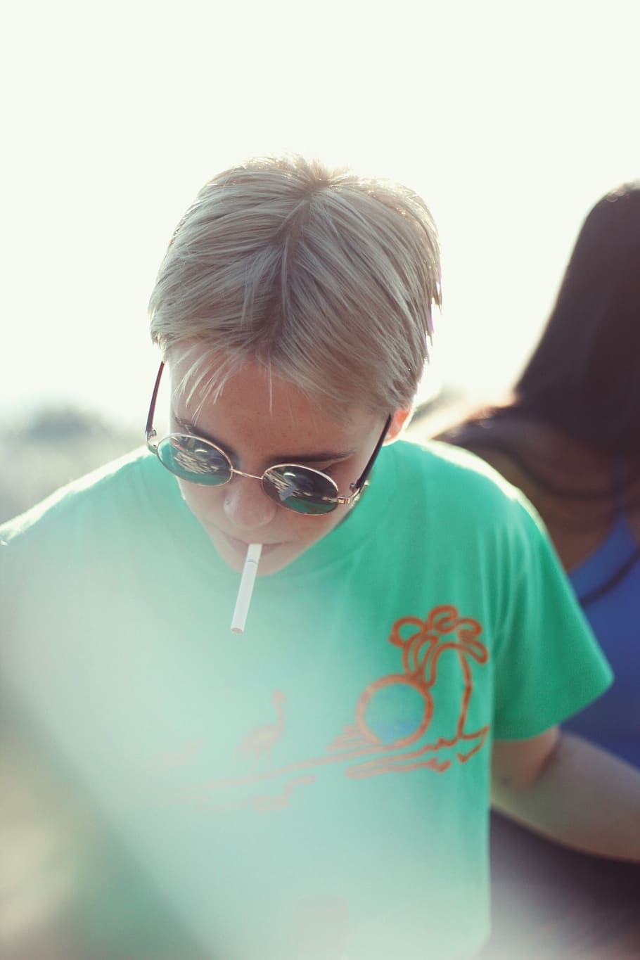beach, sunglasses, smokes, childhood, males, front view, casual clothing, HD wallpaper