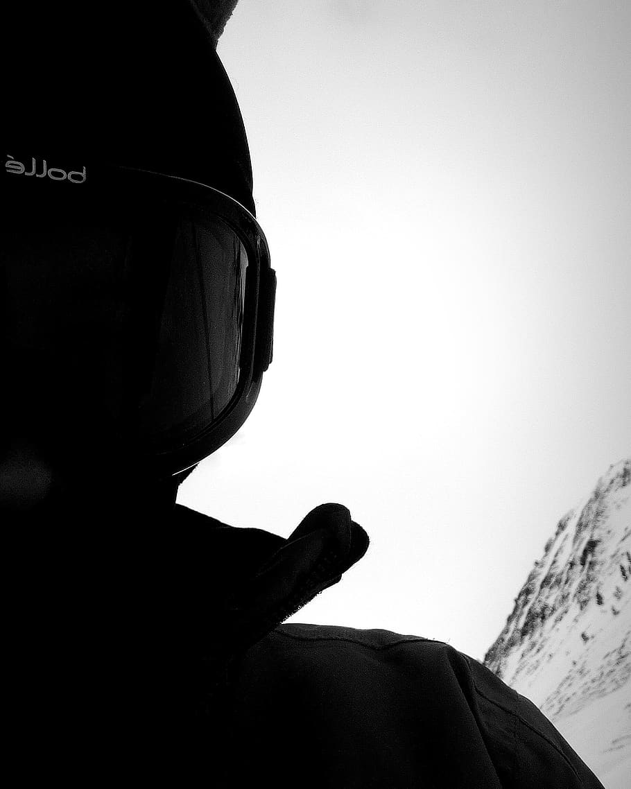 ski, blackandwhite, sky, one person, day, nature, clear sky HD wallpaper