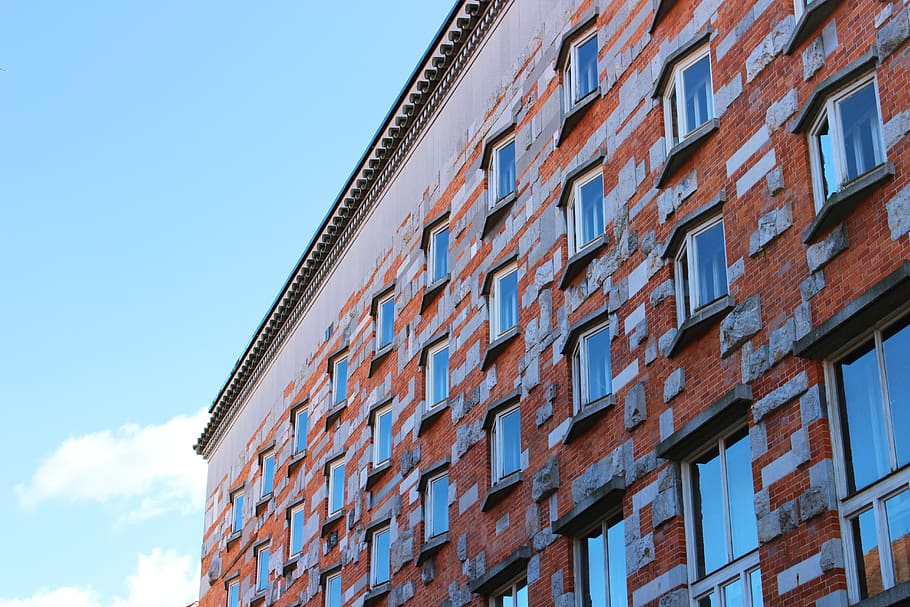 architecture, perspective, window, glass, bricks, building HD wallpaper