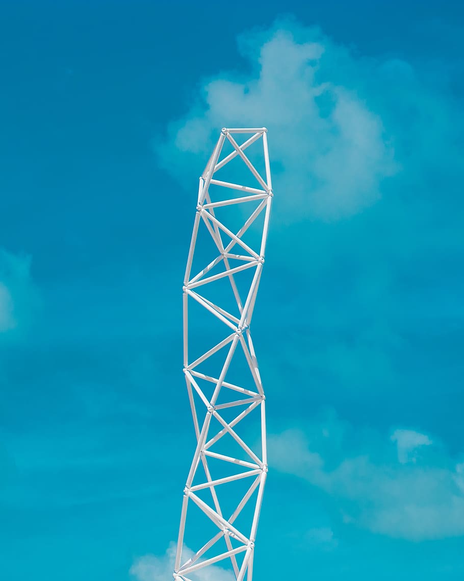 white metal frame, blue, sky, cloud - sky, low angle view, no people HD wallpaper