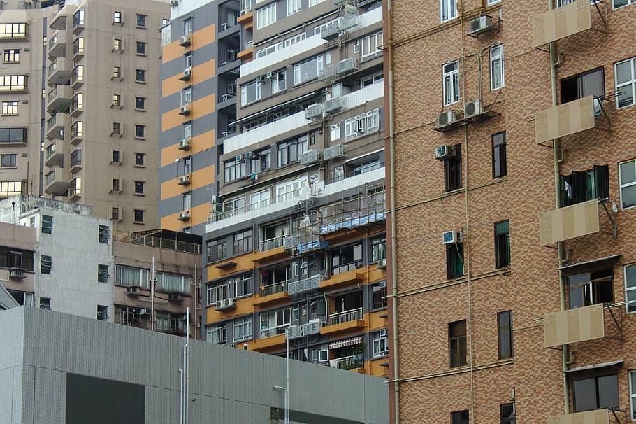 brown high-rise building, high rise, city, urban, town, apartment building HD wallpaper