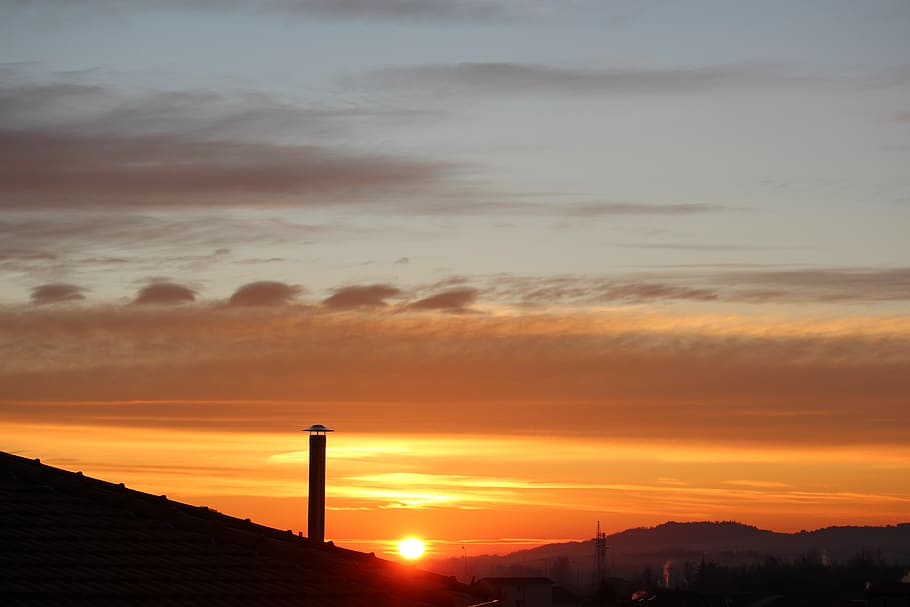 italy, como, SUNRISE, sunset, sky, cloud - sky, orange color HD wallpaper
