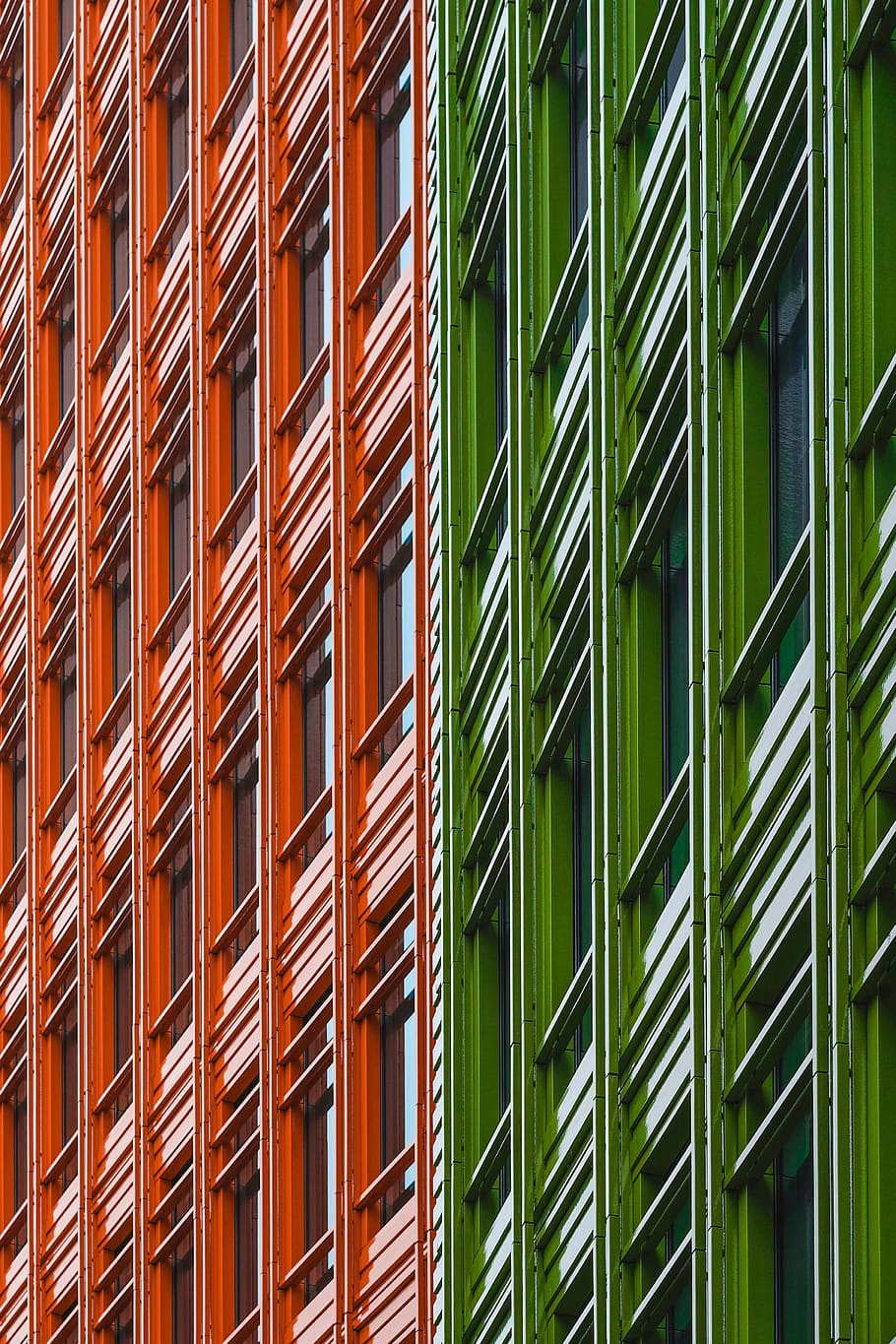 architecture, building, infrastructure, orange, green, facade HD wallpaper