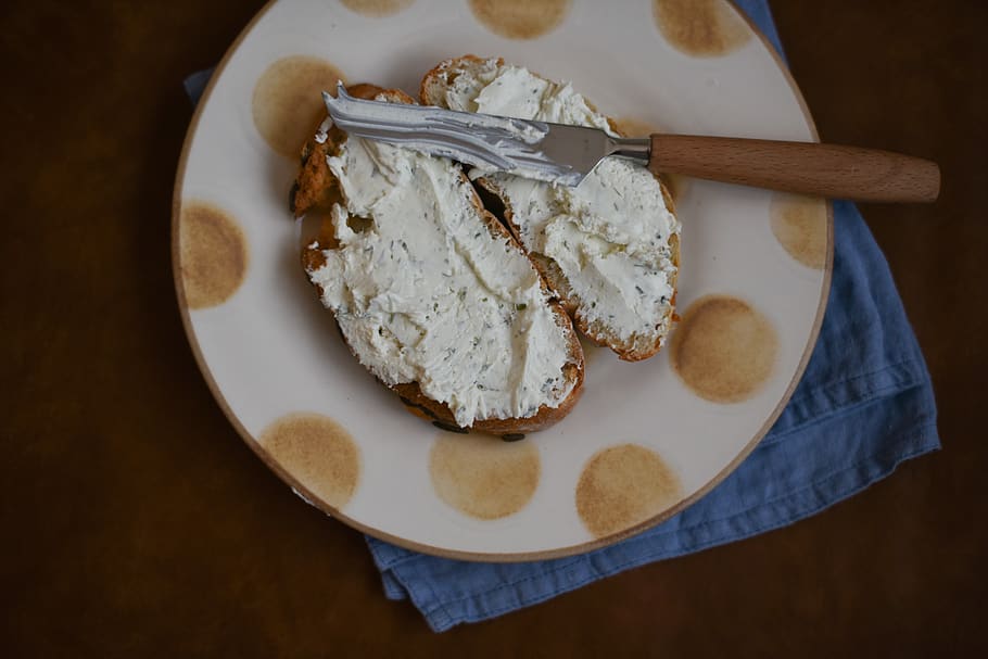 bread with white creme on plate, dish, meal, belgique, brussels HD wallpaper
